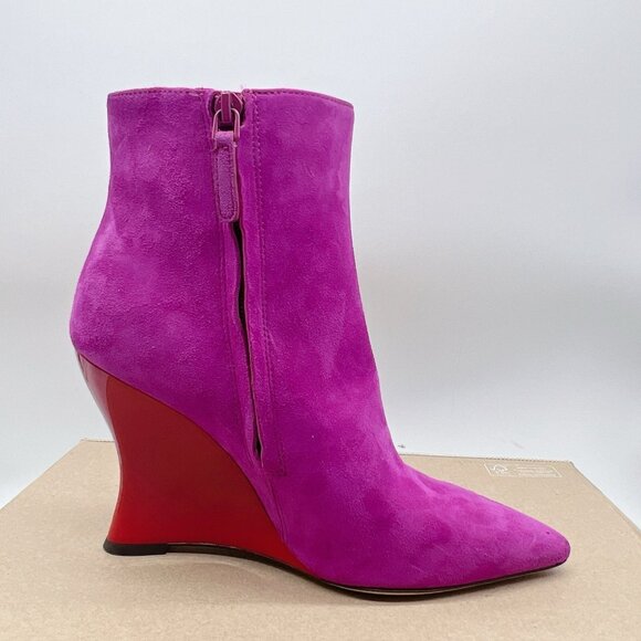 Tory Burch Women's Sculpted Wedge Heel Ankle Boot Bootie Fuchsia Pink Suede US 7 - Picture 9 of 13